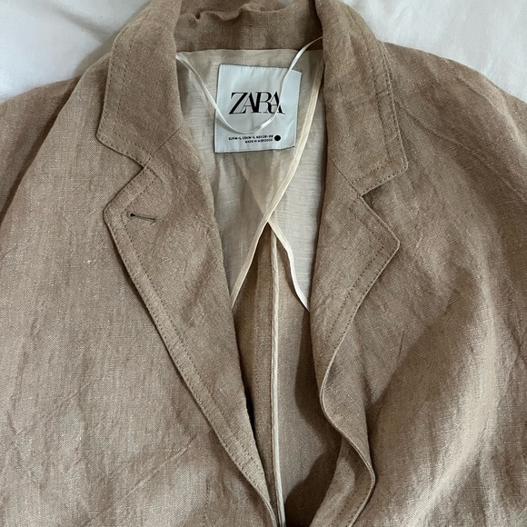 Zara Women's Tan Linen Jacket size M-L NWT - Picture 3 of 7
